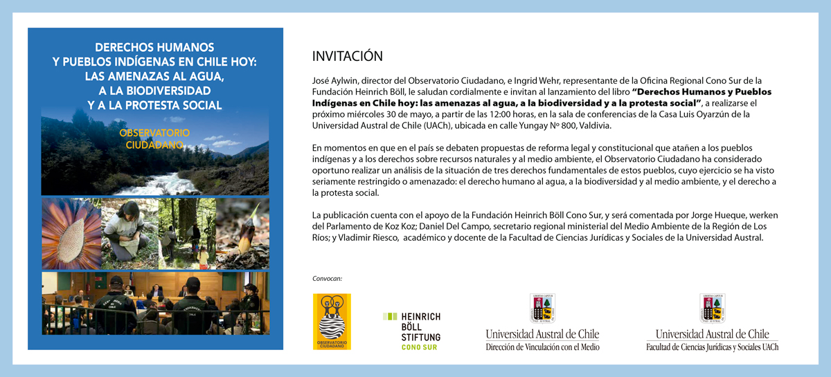  “Derechos Humanos y Pueblos Indígenas en Chile hoy: las amenazas al agua, a la biodiversidad y a la protesta social”