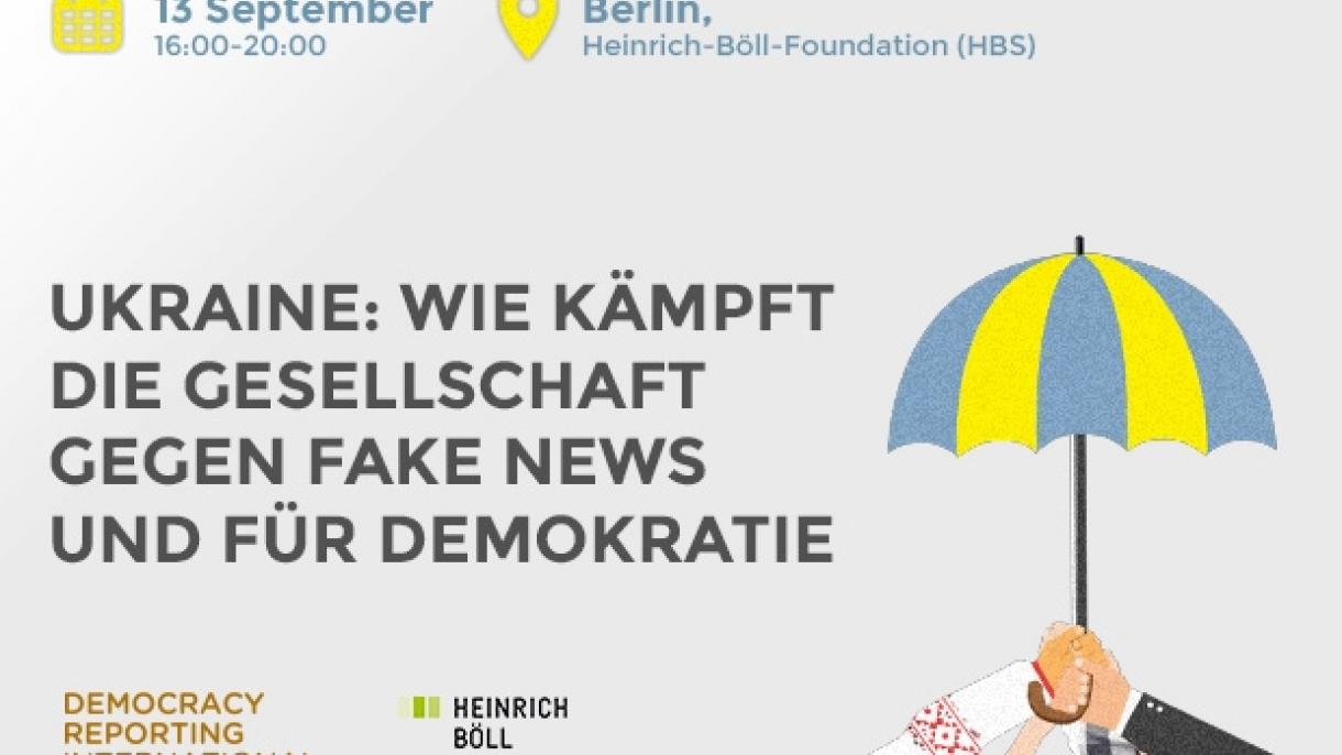 Werbebanner für die Veranstaltung "Ukraine: Wie kämpft die Gesellschaft gegen Fake News und für Demokratie?"