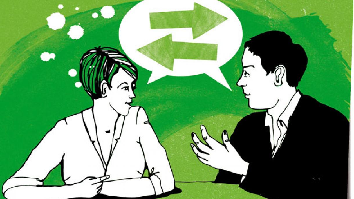 Bild von zwei sprechenden Menschen